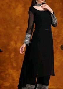 Sangria Black Kurta Palazzo Set