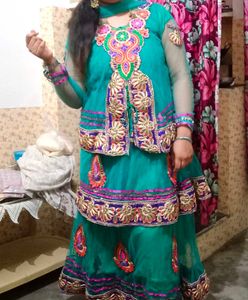 Teal Embellished Indian Dress