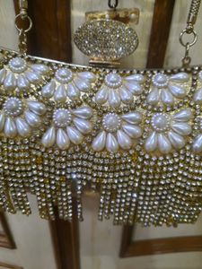 Elegant Pearl &amp; Rhinestone Evening Clutch