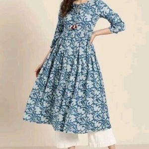 blue floral printed kurta