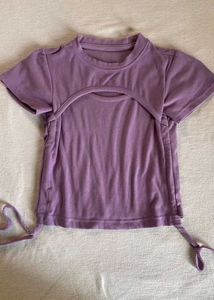 Purple Cutout Ribbed Tee