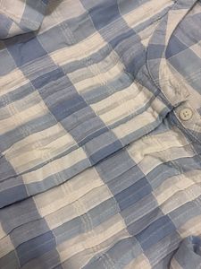 Blue &amp; White Checked Top