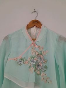 Cyan Embroidered Top (Women&#39;s)