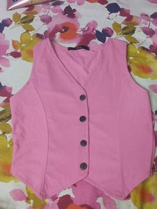 Pink Button-Down Vest