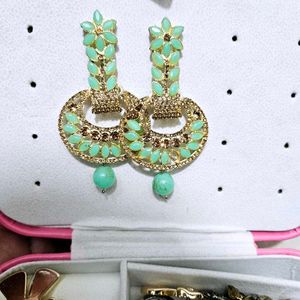 Mint & Gold Statement Earrings