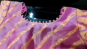 Pink &amp; Gold Leheriya Dress