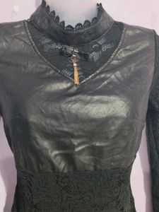 LEATHER AND LACE DRESS