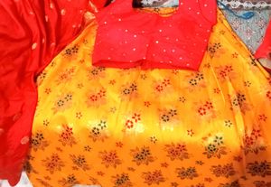 Festive Yellow &amp; Red Lehenga Choli Set