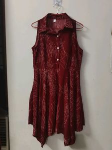 Chic Maroon Sleeveless Dress