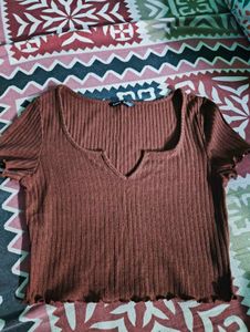 Ribbed Brown Top