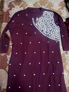 Women Maroon KURTI PLAZZO SET SIZE L