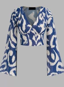 Stylish Blue & White Print Top