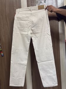 Beige Straight Leg Jeans