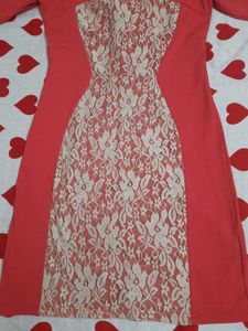 Coral Lace Detail dress AND brand