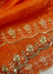 Orange Embroidered saree
