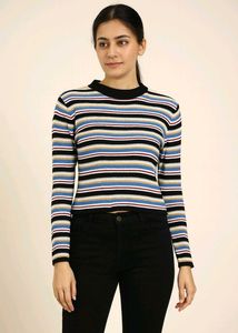 Striped Long Sleeve Crop Top