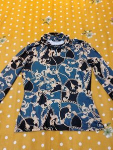 Shein Chain Print Turtleneck Top