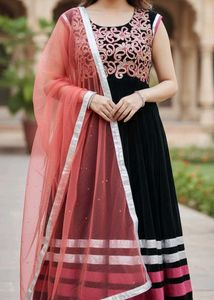 Elegant Black Embroidered Anarkali