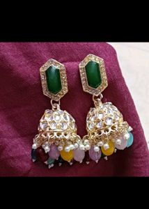 Green Jhumka Earrings