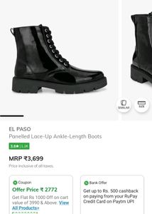 EL PASO Panelled Lace Up Ankle Length Boots