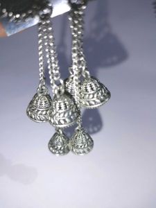 Beutiful Silver Three Layer Latkan Jhumka