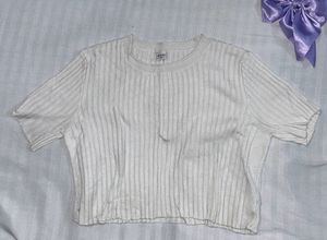White Ribbed Top