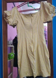 Yellow gingham mini dress