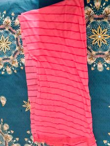 Pink Striped Fabric with Lace Trim