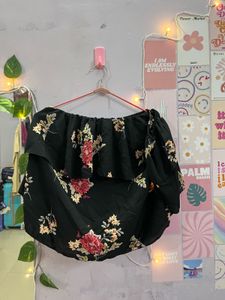 Black Floral Off Shoulder Top