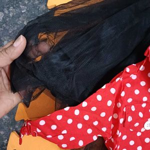 Net Frock Cotton Red Jacket_ Polki Dotted