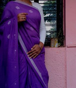 Elegant Purple Saree with readymade blouse bust 36