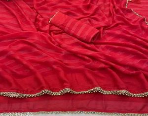 Gorgeous Red Unused Party Wear Saree
