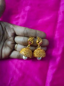 Gold Plated Peacock Pearls Haram And Earrings
