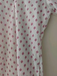 White And Pink Short Kurti For Daily Wear