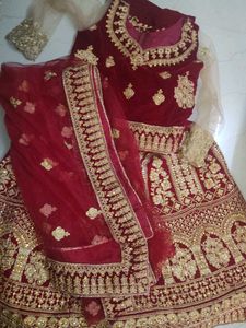 Maroon Embroidery Lehanga And Blouse
