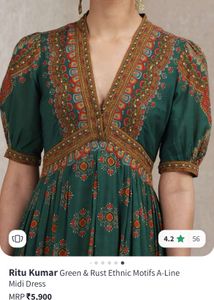 Ritu Kumar Green Midi Dress