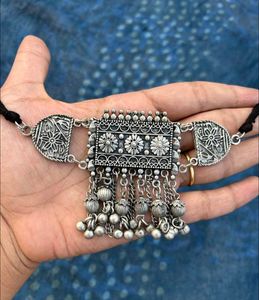 Silver Oxidized Choker Necklace