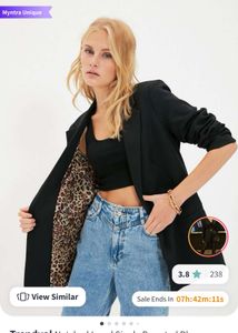 Beautiful Black Blazer with leopard inner lining