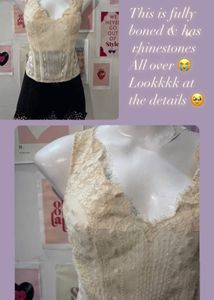 Sequined Beige Corset Top