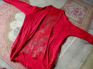 Red Crochet Cardigan