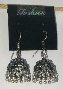 Silver Tone Jhumka Bell Earrings