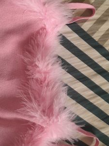 Pink Feather Trim Tank Top