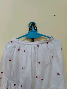 Red Heart White Maxi Skirt