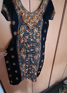 Embroidered Black Kurta