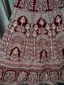 Maroon Velvet Lehenga Choli Set