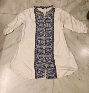 Rayon White Kurti Office Wear