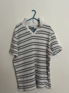 Striped Knit Polo Shirt
