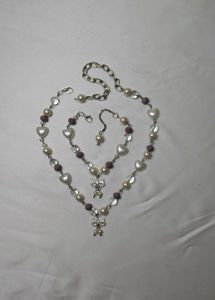 Pinteresty Dark Grey Purple Necklace and Bracelet