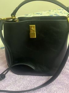 Black Leather Bucket Bag