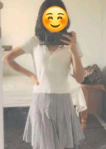 White Knit Top with Buttons